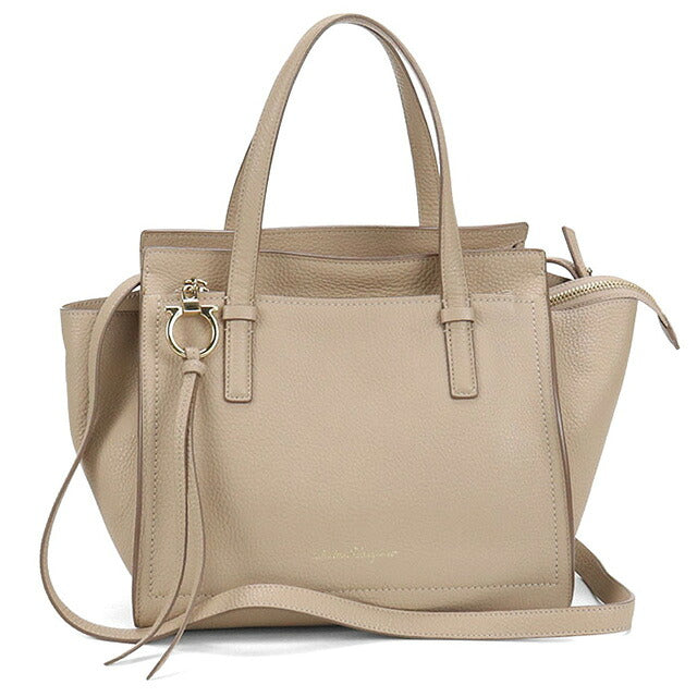 中古 フェラガモ トートバッグ レディース ブランド FERRAGAMO ガンチーニ 2WAY 21 F478 ベージュ バッグ USDFR107342011