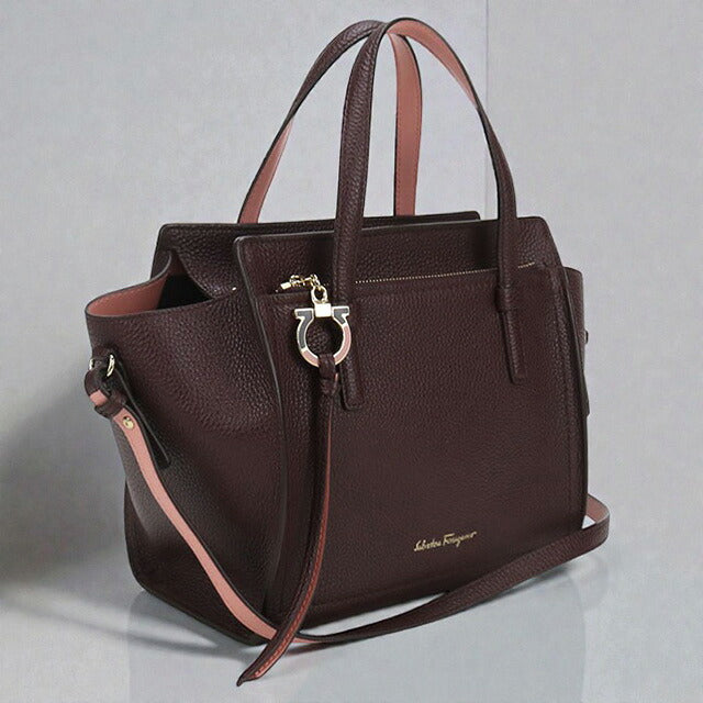 中古 フェラガモ トートバッグ レディース ブランド FERRAGAMO ガンチーニ 2WAY 21 F478 ワインレッド バッグ USDFR107465011