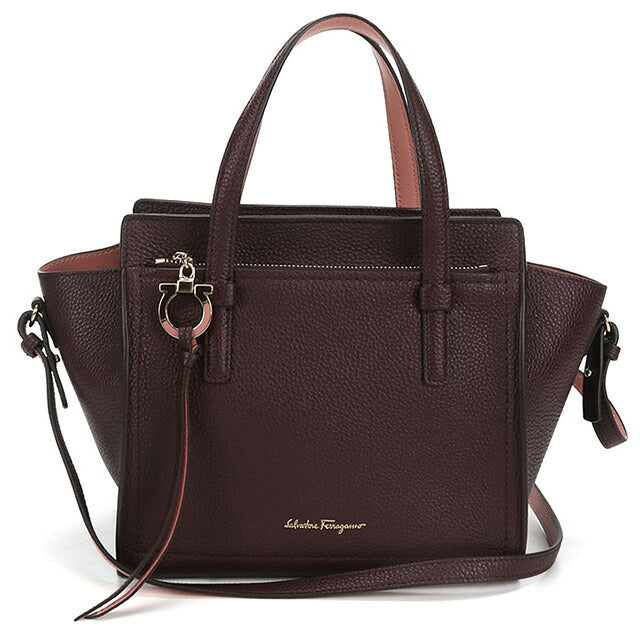中古 フェラガモ トートバッグ レディース ブランド FERRAGAMO ガンチーニ 2WAY 21 F478 ワインレッド バッグ USDFR107465011