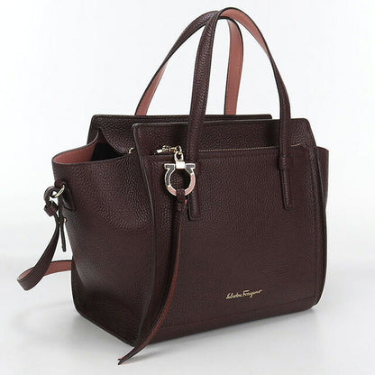 二手 Ferragamo 手提包 女士品牌 FERRAGAMO Gancini 2WAY 21 F478 酒红色包 USDFR107465011