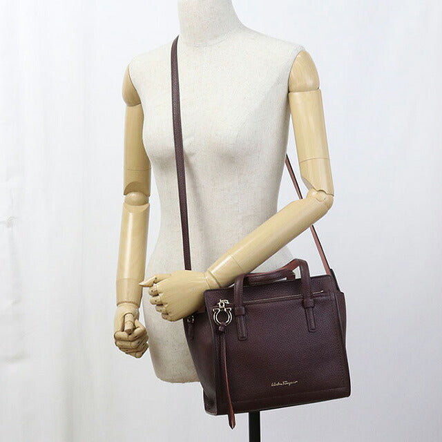 二手 Ferragamo 手提包 女士品牌 FERRAGAMO Gancini 2WAY 21 F478 酒红色包 USDFR107465011