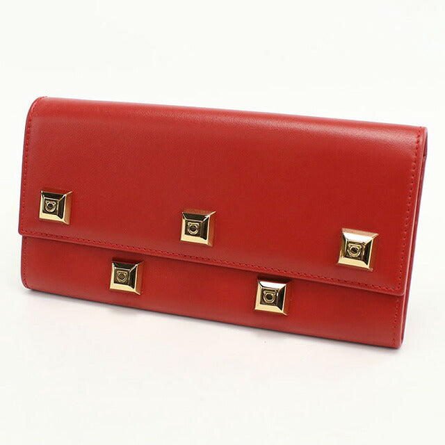 二手 Ferragamo 长钱包双折女士品牌 FERRAGAMO 22 D502 红色钱包 USDFR107476011
