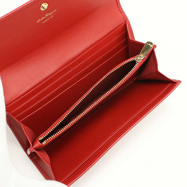 二手 Ferragamo 长钱包双折女士品牌 FERRAGAMO 22 D502 红色钱包 USDFR107476011