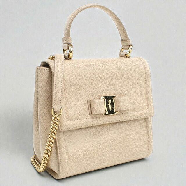 中古 フェラガモ ハンドバッグ レディース ブランド FERRAGAMO ヴァラリボン 2WAY 21 G646 ベージュ バッグ USDFR107499011