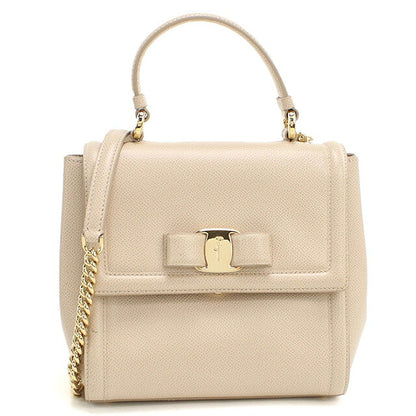 Used Ferragamo handbag ladies brand FERRAGAMO rose ribbon 2WAY 21 G646 beige bag USDFR107499011