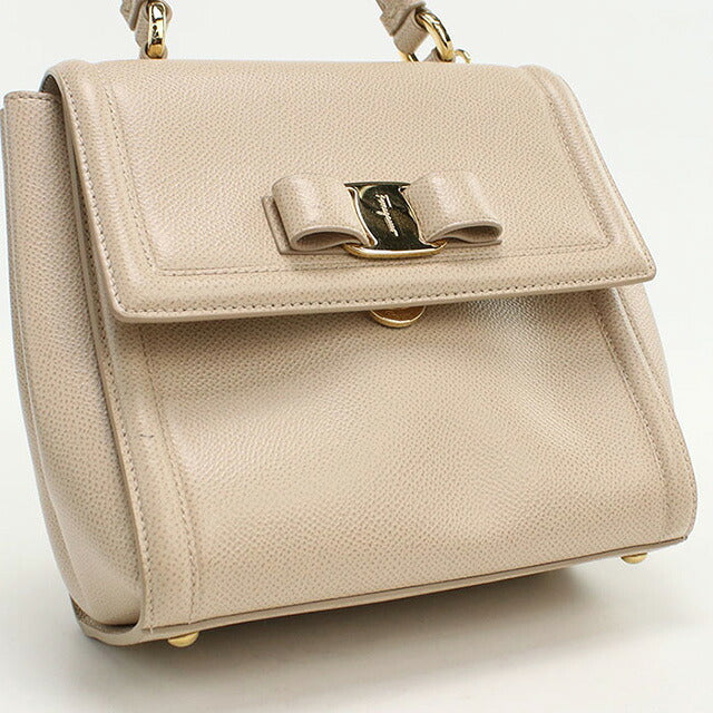 Used Ferragamo handbag ladies brand FERRAGAMO rose ribbon 2WAY 21 G646 beige bag USDFR107499011
