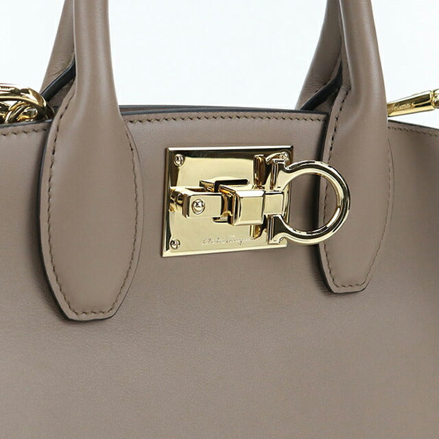 中古 フェラガモ ハンドバッグ レディース ブランド FERRAGAMO ガンチーニ 2WAY 21 H159 ベージュ バッグ USDFR108016011