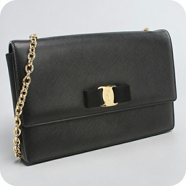 中古 フェラガモ ショルダーバッグ レディース ブランド FERRAGAMO チェーン 21 E480 ブラック バッグ USDFR108287011