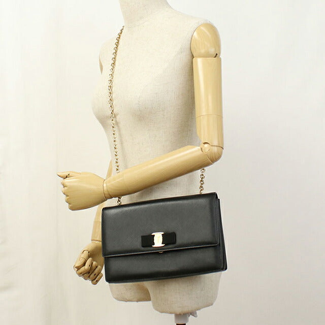 中古 フェラガモ ショルダーバッグ レディース ブランド FERRAGAMO チェーン 21 E480 ブラック バッグ USDFR108287011
