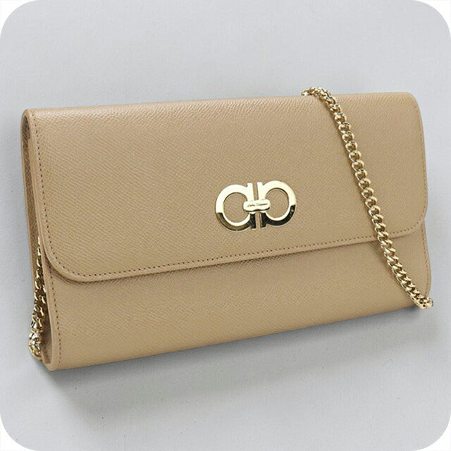 中古 フェラガモ ショルダーバッグ レディース ブランド FERRAGAMO チェーンバッグ 22 0379 ベージュ USDFR108428011