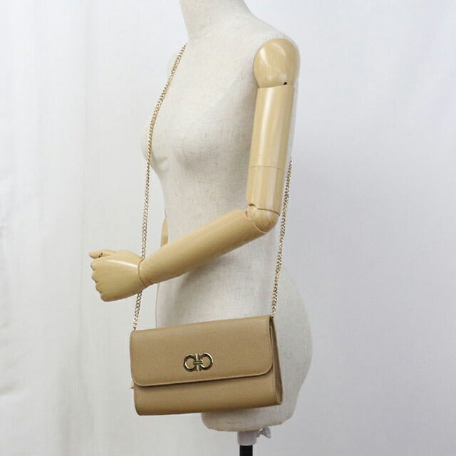 Used Ferragamo shoulder bag ladies brand FERRAGAMO chain bag 22 0379 beige USDFR108428011