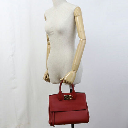 Used Ferragamo tote bag ladies brand FERRAGAMO Gancini 2WAY 21 H159 red USDFR109552011