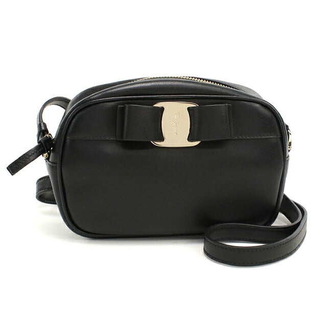 中古 フェラガモ 斜め掛け ショルダーバッグ レディース ブランド FERRAGAMO ヴァラリボン  21 H498 ブラック USDFR109868011