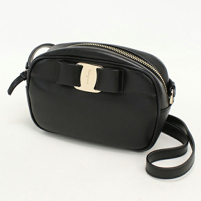 中古 フェラガモ 斜め掛け ショルダーバッグ レディース ブランド FERRAGAMO ヴァラリボン  21 H498 ブラック USDFR109868011