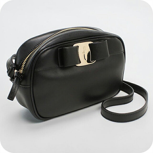 中古 フェラガモ 斜め掛け ショルダーバッグ レディース ブランド FERRAGAMO ヴァラリボン  21 H498 ブラック USDFR109868011