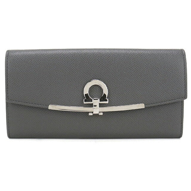 Used Ferragamo long wallet bifold ladies brand FERRAGAMO Gancini 22 D150 gray USDFR111938011
