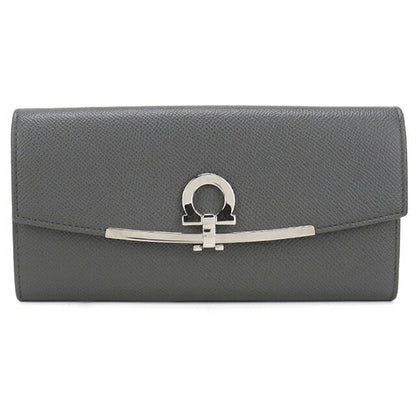 Used Ferragamo long wallet bifold ladies brand FERRAGAMO Gancini 22 D150 gray USDFR111938011