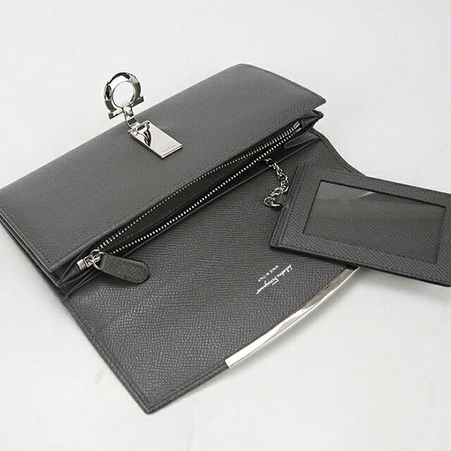 Used Ferragamo long wallet bifold ladies brand FERRAGAMO Gancini 22 D150 gray USDFR111938011