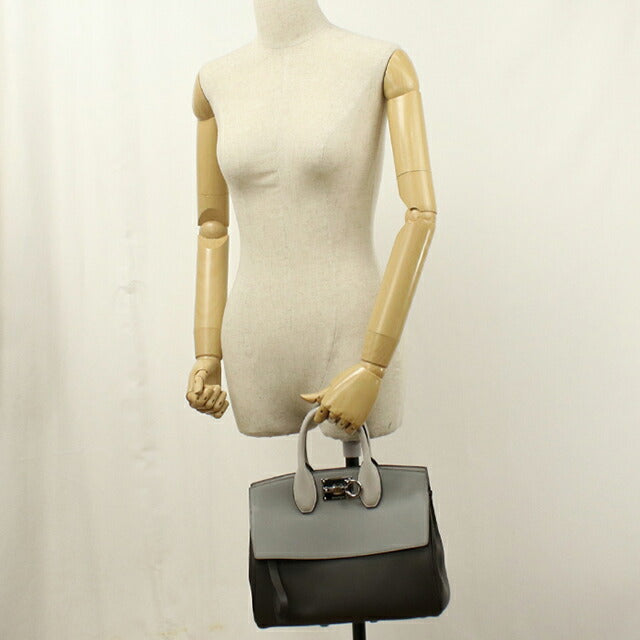 中古 フェラガモ ハンドバッグ レディース ブランド FERRAGAMO ガンチーニ 2WAY 21 H159 グレー USDFR112674011