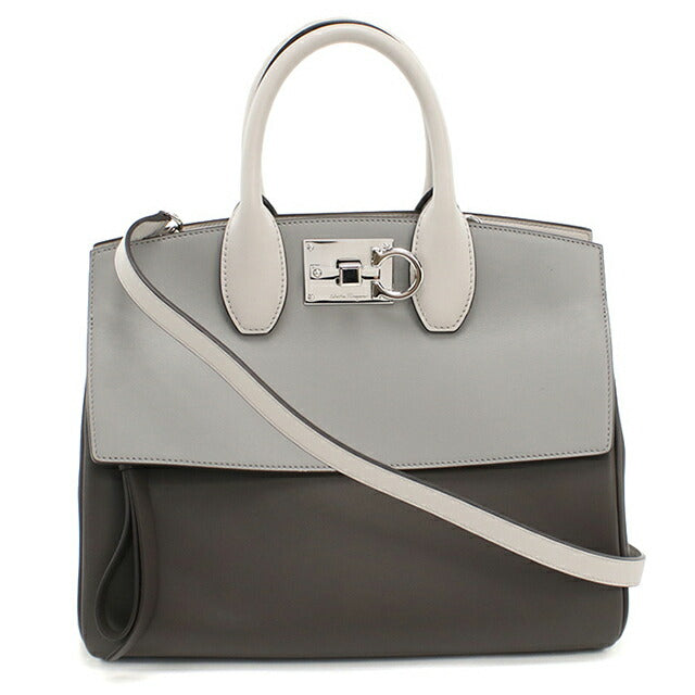 中古 フェラガモ ハンドバッグ レディース ブランド FERRAGAMO ガンチーニ 2WAY 21 H159 グレー USDFR112674011