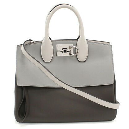 中古 フェラガモ ハンドバッグ レディース ブランド FERRAGAMO ガンチーニ 2WAY 21 H159 グレー USDFR112674011