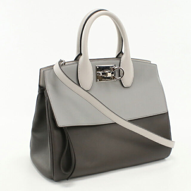中古 フェラガモ ハンドバッグ レディース ブランド FERRAGAMO ガンチーニ 2WAY 21 H159 グレー USDFR112674011