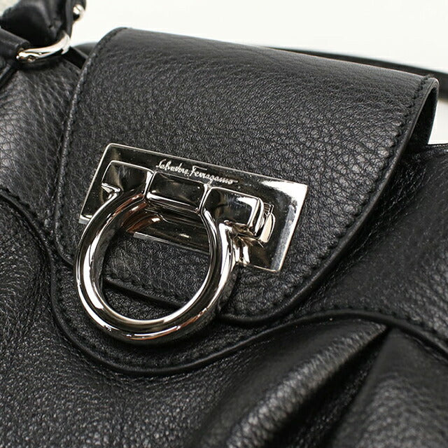 中古 フェラガモ ハンドバッグ レディース ブランド FERRAGAMO ガンチーニ 21 6317 ブラック USDFR112866011