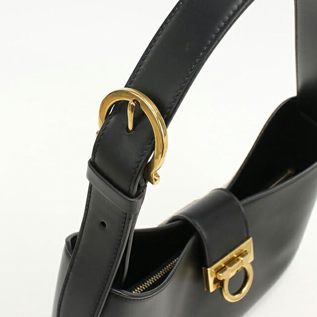 中古 フェラガモ ショルダーバッグ レディース ブランド FERRAGAMO ガンチーニ ワンショルダー 21 0926 ブラック USDFR112890011