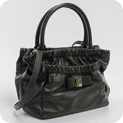 中古 フェラガモ ハンドバッグ レディース ブランド FERRAGAMO ヴェラリボン 2WAY 21 C793 ブラック USDFR113125011