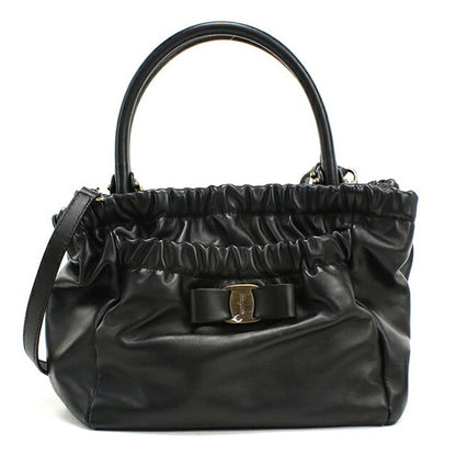 中古 フェラガモ ハンドバッグ レディース ブランド FERRAGAMO ヴェラリボン 2WAY 21 C793 ブラック USDFR113125011