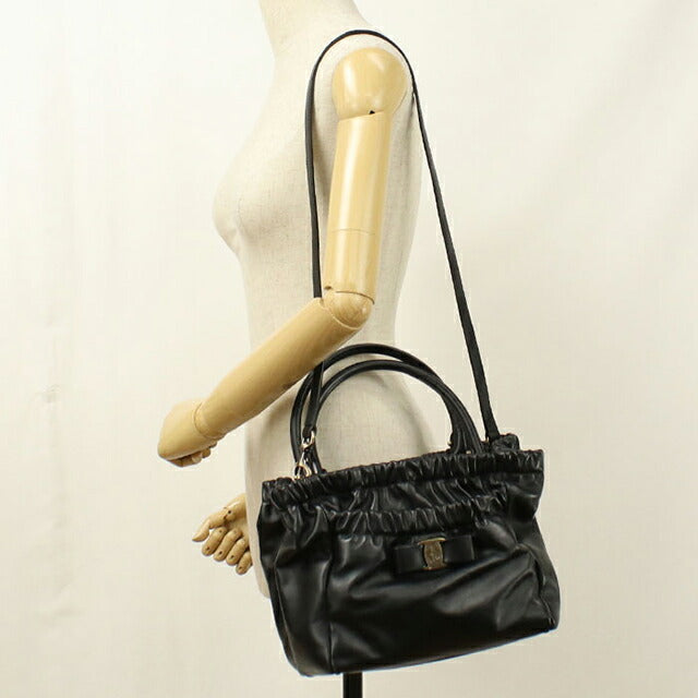 中古 フェラガモ ハンドバッグ レディース ブランド FERRAGAMO ヴェラリボン 2WAY 21 C793 ブラック USDFR113125011