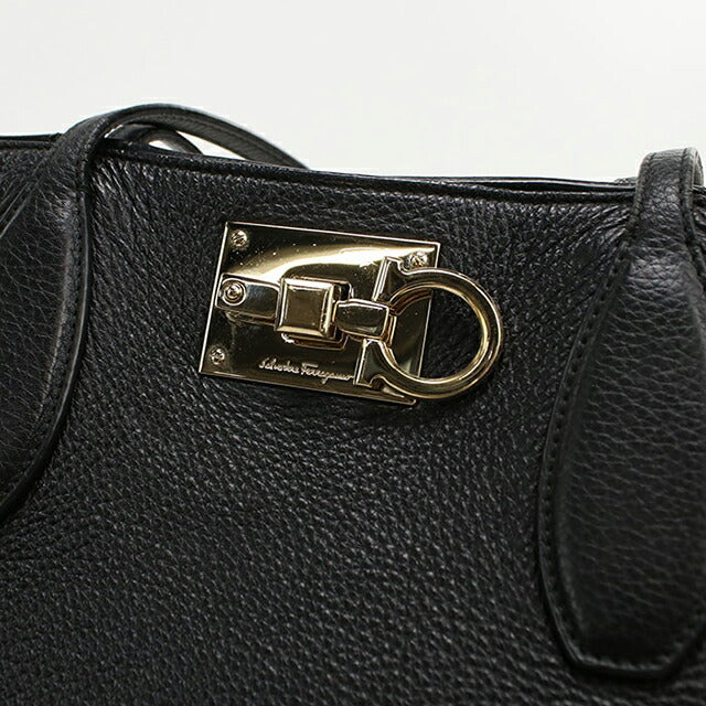 中古 フェラガモ トートバッグ レディース ブランド FERRAGAMO ガンチーニ 21 H655 ブラック USDFR113126011