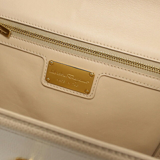 中古 フェラガモ ショルダーバッグ レディース ブランド FERRAGAMO ヴァラリボン チェーン 21 G462 ベージュ USDFR113191011
