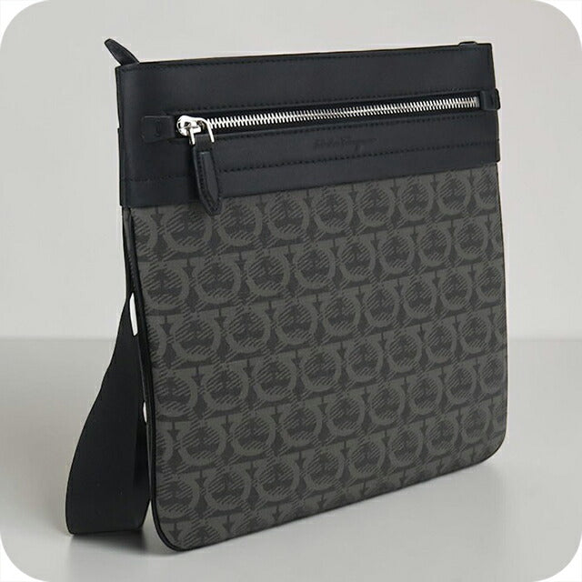 中古 フェラガモ ショルダーバッグ メンズ ブランド FERRAGAMO 24 A225 ブラック USDFR114088011
