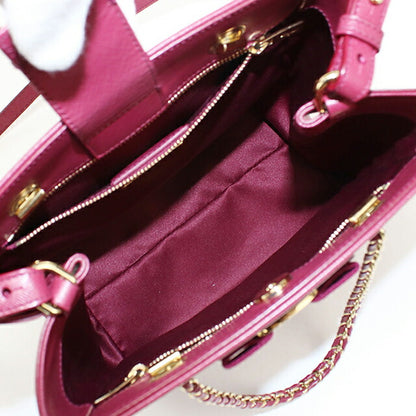 中古 フェラガモ トートバッグ レディース ブランド FERRAGAMO ヴァラリボン 2WAY チェーン 21 E998 ワインレッド USDFR114099011