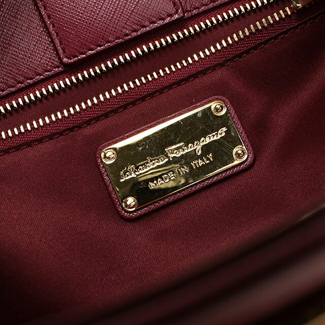 中古 フェラガモ トートバッグ レディース ブランド FERRAGAMO ヴァラリボン 2WAY チェーン 21 E998 ワインレッド USDFR114099011