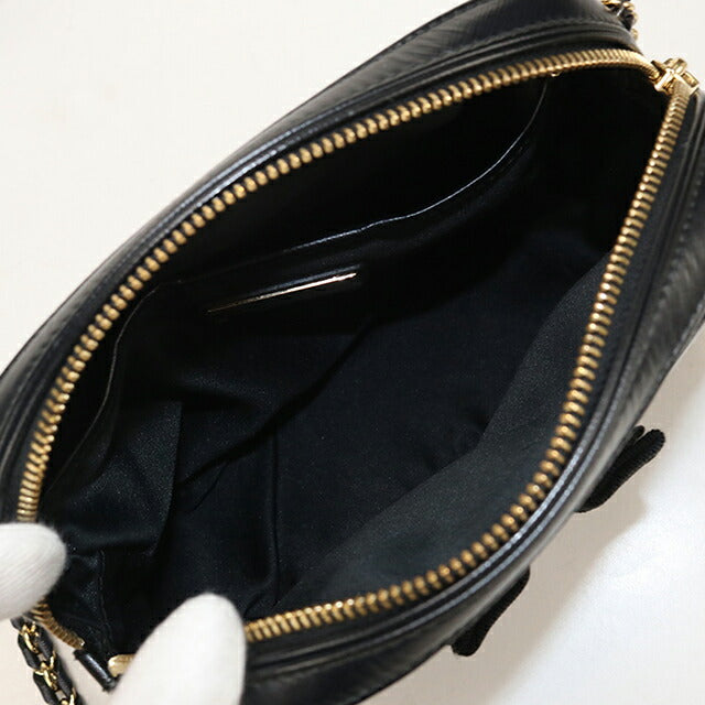 中古 フェラガモ ショルダーバッグ レディース ブランド FERRAGAMO ヴァラリボン チェーン 21 F568 ブラック USDFR114222011