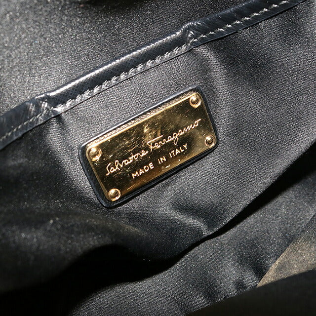 中古 フェラガモ ショルダーバッグ レディース ブランド FERRAGAMO ヴァラリボン チェーン 21 F568 ブラック USDFR114222011