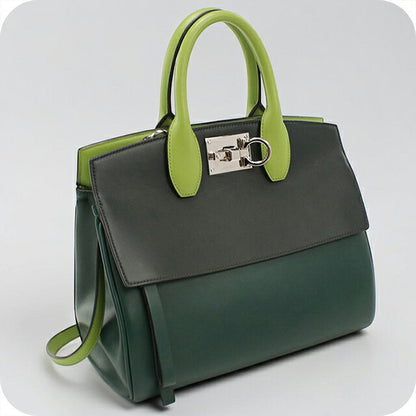 中古 フェラガモ トートバッグ レディース ブランド FERRAGAMO ガンチーニ 2WAY 21 H159 グリーン USDFR114252011
