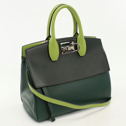 中古 フェラガモ トートバッグ レディース ブランド FERRAGAMO ガンチーニ 2WAY 21 H159 グリーン USDFR114252011