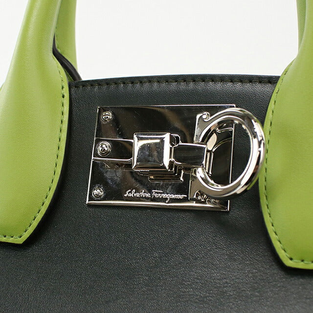 中古 フェラガモ トートバッグ レディース ブランド FERRAGAMO ガンチーニ 2WAY 21 H159 グリーン USDFR114252011