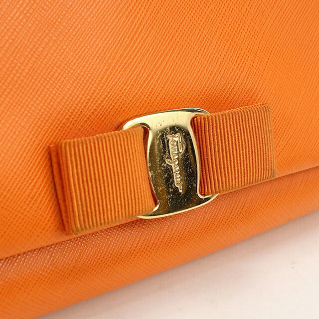 中古 フェラガモ ショルダーバッグ レディース ブランド FERRAGAMO ヴァラリボン チェーン 22 B558 オレンジ USDFR114617011