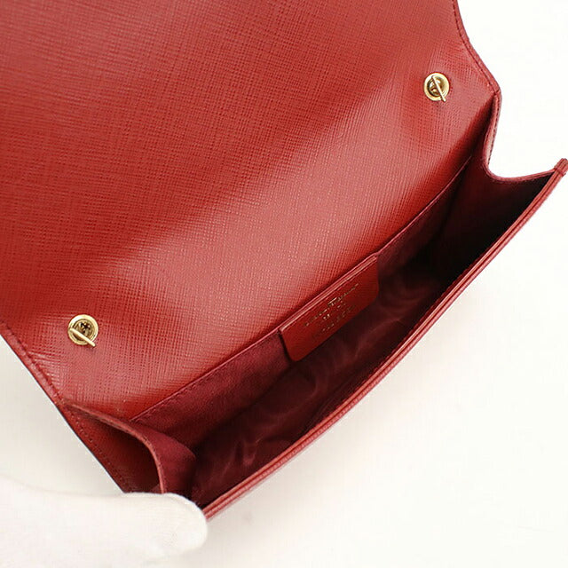 中古 フェラガモ ショルダーバッグ レディース ブランド FERRAGAMO ヴァラリボン チェーン 22 B558 レッド USDFR114618011
