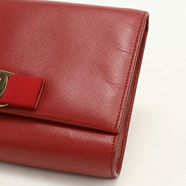 中古 フェラガモ ショルダーバッグ レディース ブランド FERRAGAMO ヴァラリボン チェーン 22 B558 レッド USDFR114618011