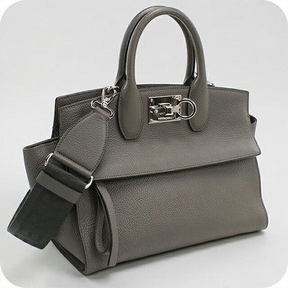 中古 フェラガモ トートバッグ レディース ブランド FERRAGAMO ガンチーニ 2WAY 21 4493 グレー USDFR114682011