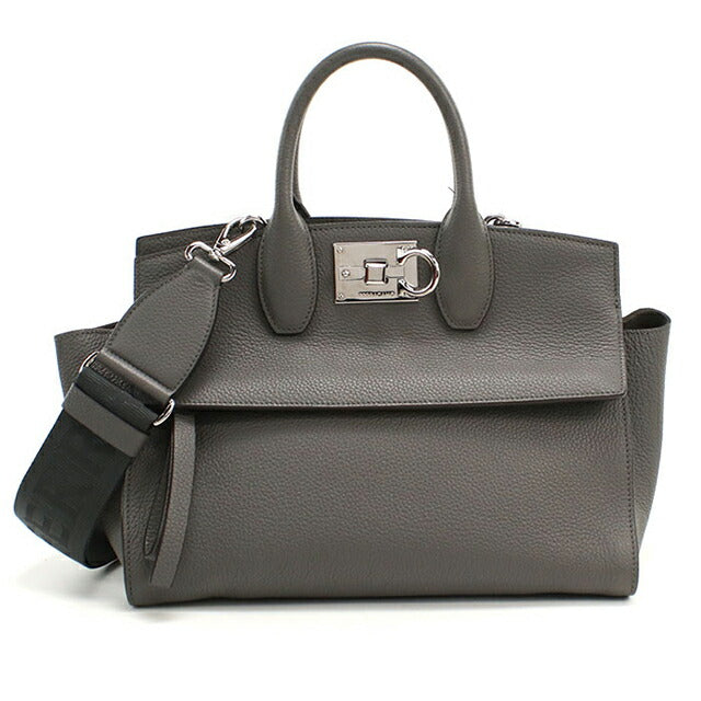 中古 フェラガモ トートバッグ レディース ブランド FERRAGAMO ガンチーニ 2WAY 21 4493 グレー USDFR114682011