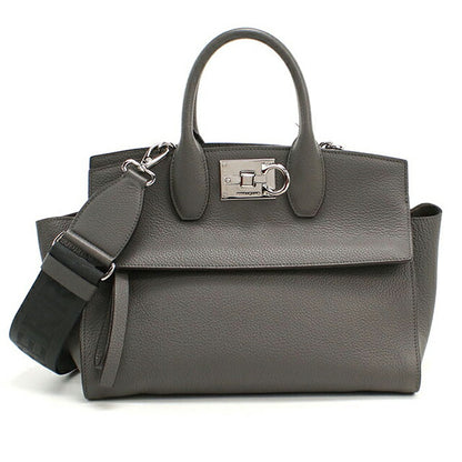 中古 フェラガモ トートバッグ レディース ブランド FERRAGAMO ガンチーニ 2WAY 21 4493 グレー USDFR114682011