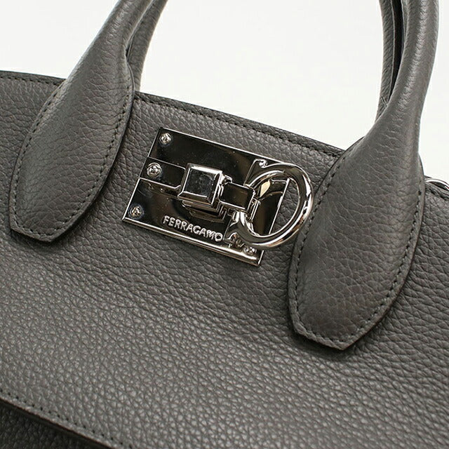 中古 フェラガモ トートバッグ レディース ブランド FERRAGAMO ガンチーニ 2WAY 21 4493 グレー USDFR114682011