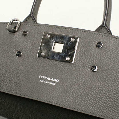 中古 フェラガモ トートバッグ レディース ブランド FERRAGAMO ガンチーニ 2WAY 21 4493 グレー USDFR114682011