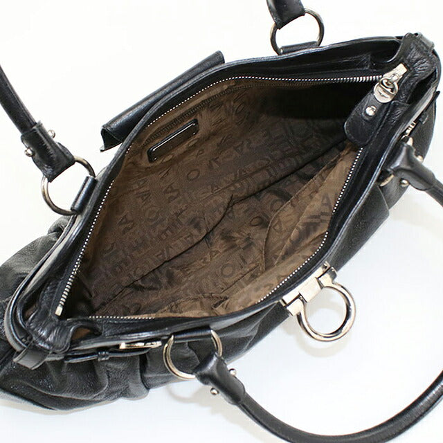 中古 フェラガモ ハンドバッグ レディース ブランド FERRAGAMO ガンチーニ レザー 21 5370 ブラック USDFR114935011